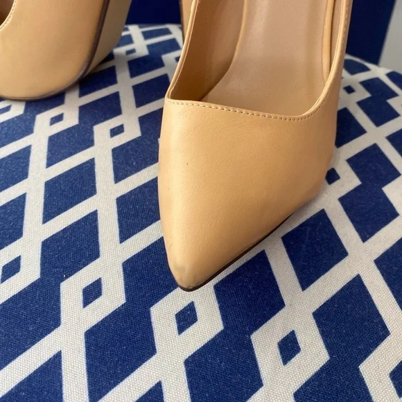 Nude shoe dazzle classic pointed ankle strap pumps Sz 10 - Picture 5 of 8
